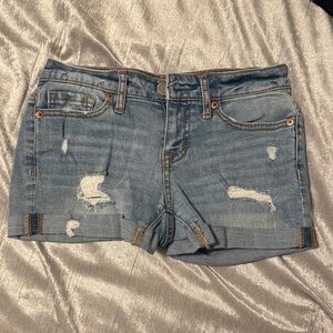 Aeropostale Faded Blue Ripped Jean Shorts